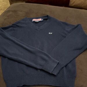 Vineyard Vines navy Blue V-Neck Sweater knit youth small size 7 8